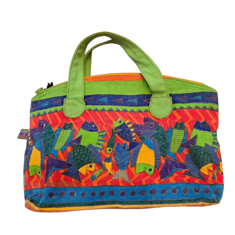 Laurel Burch Colorful Fish Pattern Handbag